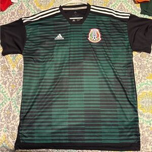 adidas Green and Black Striped Soccer Jersey